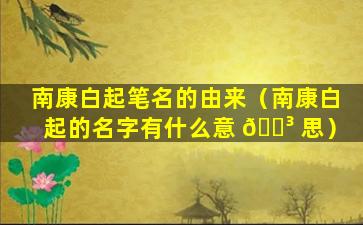 南康白起笔名的由来（南康白起的名字有什么意 🌳 思）